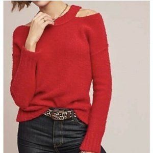Anthropologie Red Crew Neck Sweater